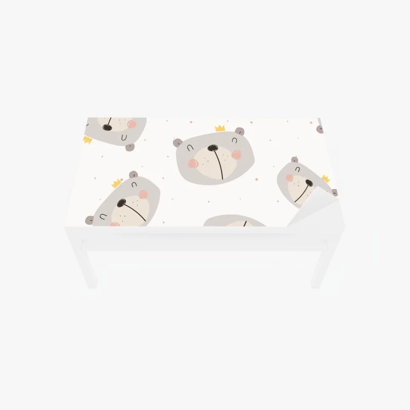 Adesivo per tavolo e scrivania orsetti con coroncina su sfondo pastello