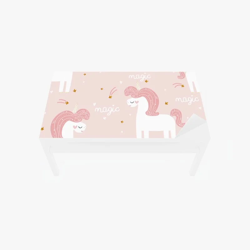 Adesivo per tavolo e scrivania motivo magico di unicorni rosa