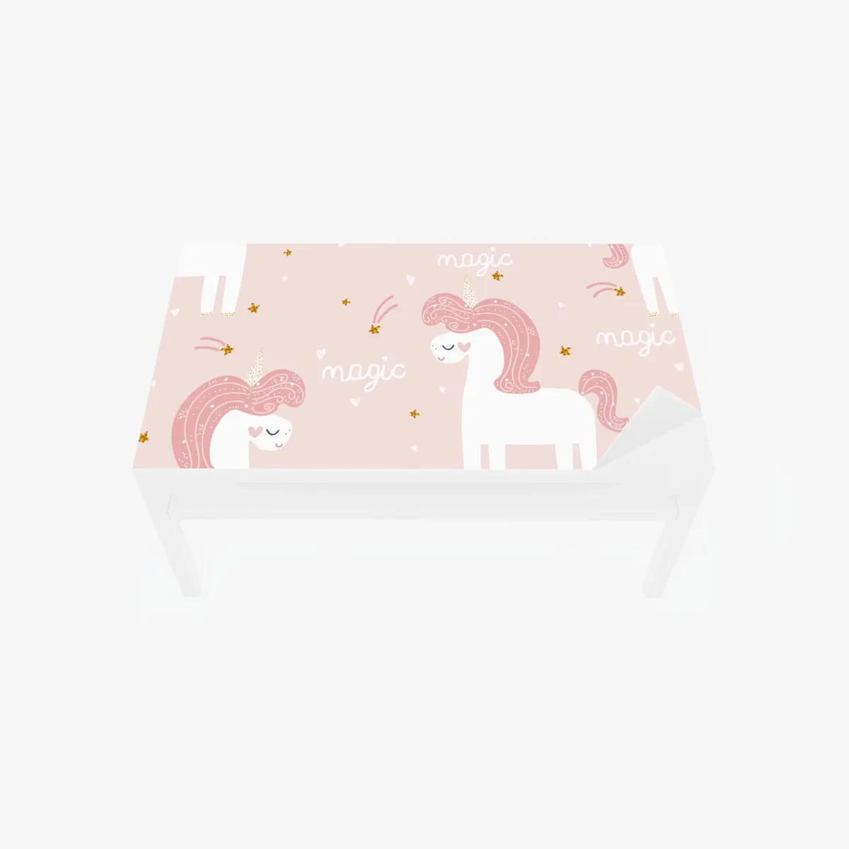 Adesivo per tavolo e scrivania motivo magico di unicorni rosa • Wallissimo®