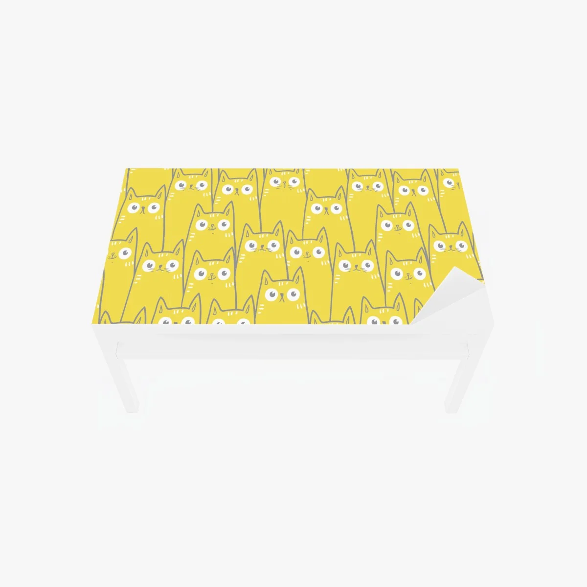 Adesivo per tavolo e scrivania pattern di gatti gialli dal design minimalista • Wallissimo® Adesivo per tavolo e scrivania pattern di gatti gialli dal design minimalista • Wallissimo®