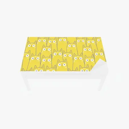 Adesivo per tavolo e scrivania pattern di gatti gialli dal design minimalista • Wallissimo®