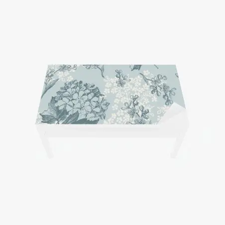 Adesivo per tavolo e scrivania eleganza floreale in azzurro pastello • Wallissimo®