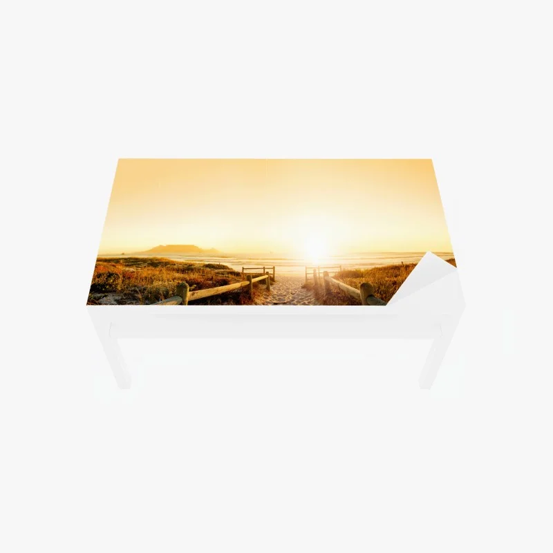 Adesivo per tavolo e scrivania tramonto dorato su Table Mountain vicino a Città del Capo