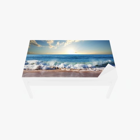 Adesivo per tavolo e scrivania tramonto dorato sul mare • Wallissimo®