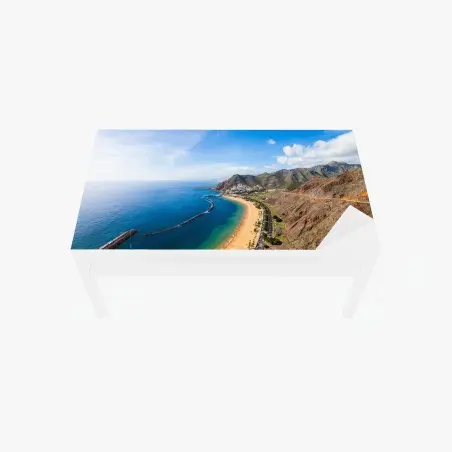 Adesivo per tavolo e scrivania panorama costiero di Las Teresitas, Tenerife • Wallissimo®