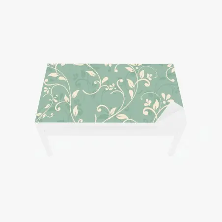 Adesivo per tavolo e scrivania motivo floreale elegante in verde menta • Wallissimo®