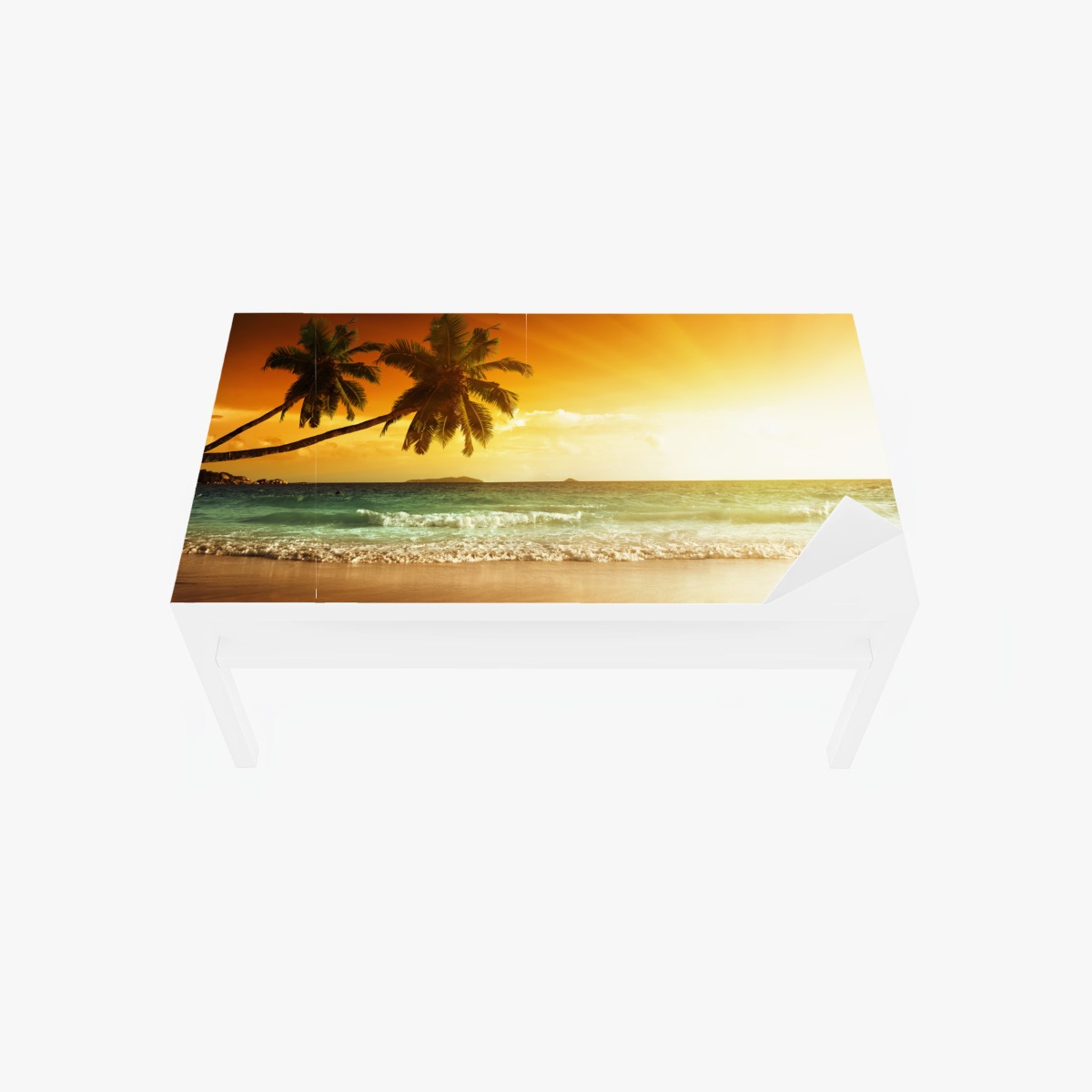Adesivo per tavolo e scrivania tramonto dorato sui Caraibi • Wallissimo®
