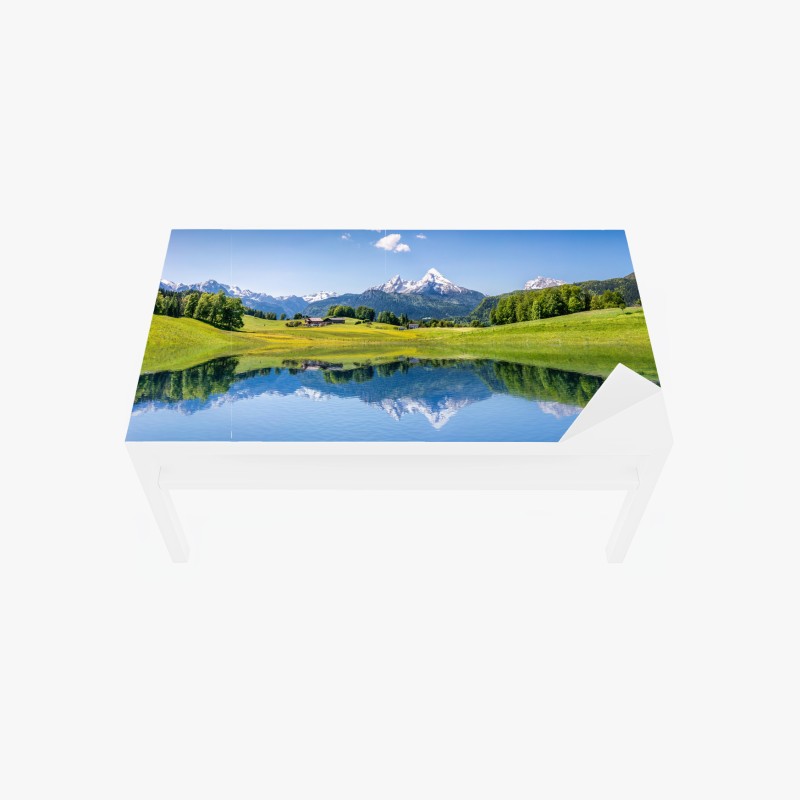 Adesivo per tavolo e scrivania riflessi montani sul lago