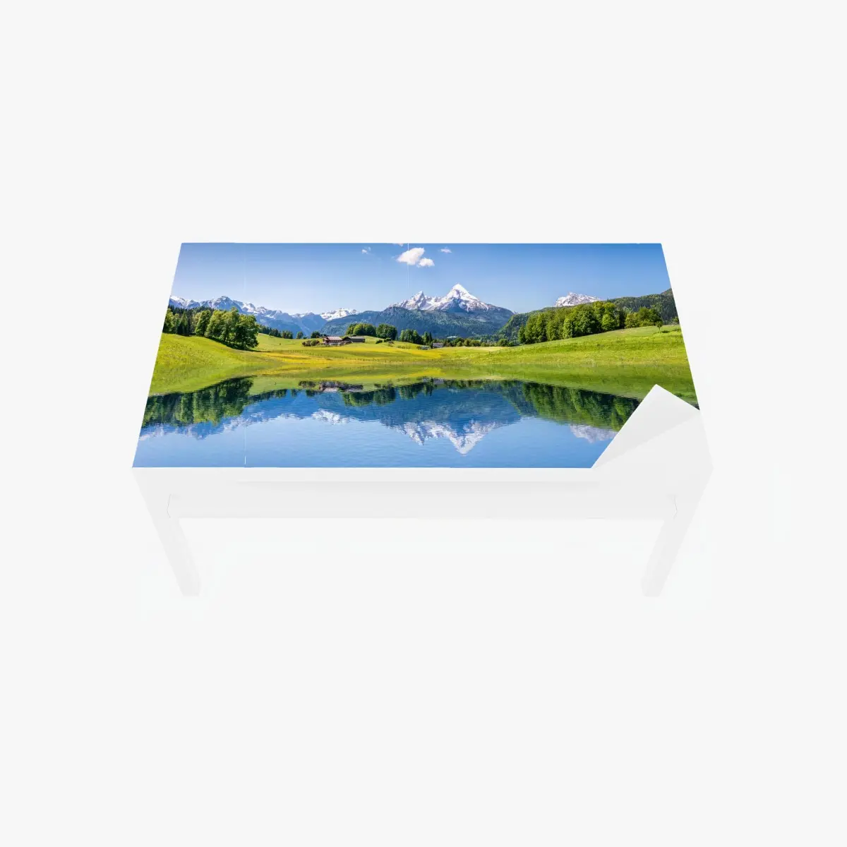 Adesivo per tavolo e scrivania riflessi montani sul lago • Wallissimo®