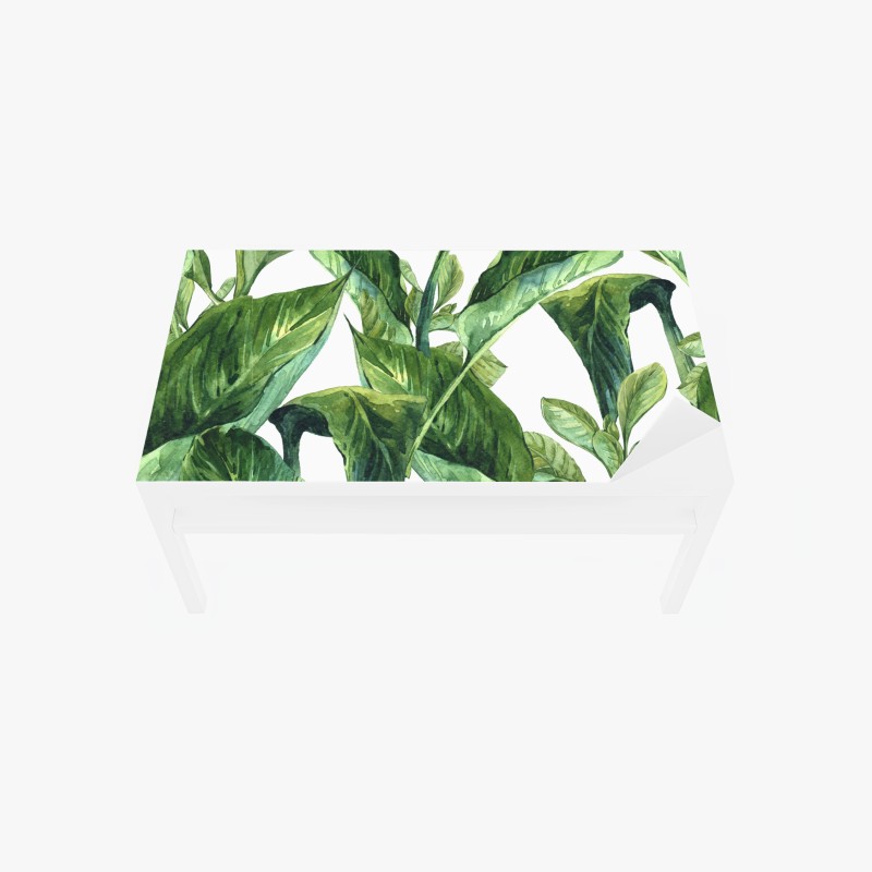 Adesivo per tavolo e scrivania motivo botanico di foglie tropicali in acquerello