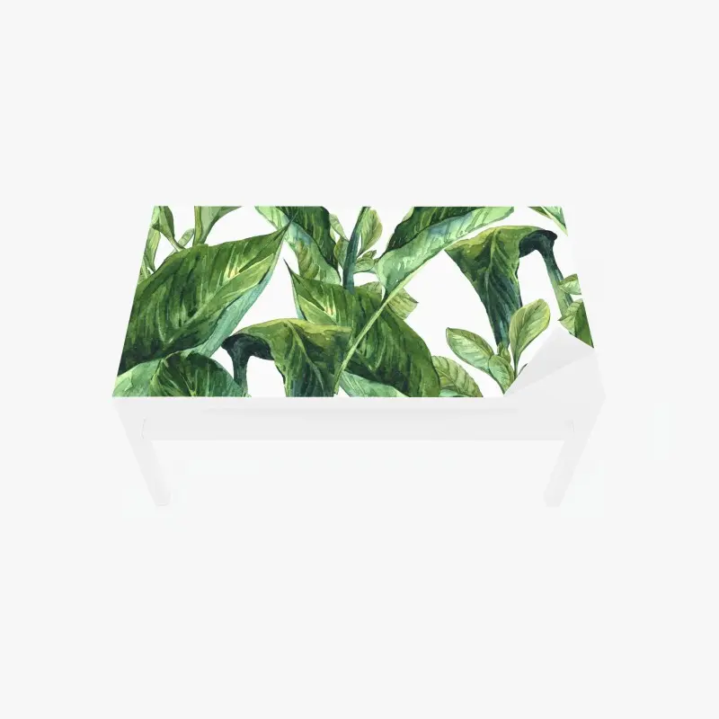 Adesivo per tavolo e scrivania motivo botanico di foglie tropicali in acquerello