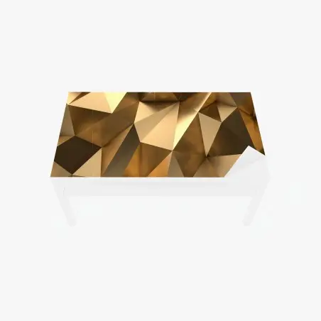 Adesivo per tavolo e scrivania motivo geometrico dorato effetto sfaccettato • Wallissimo®