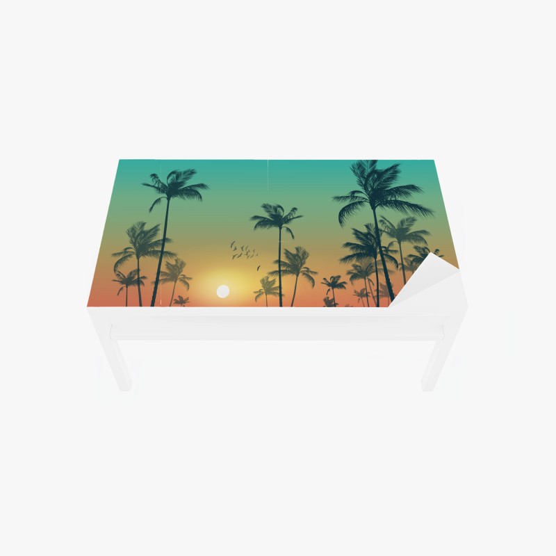 Adesivo per tavolo e scrivania tramonto tropicale con palme