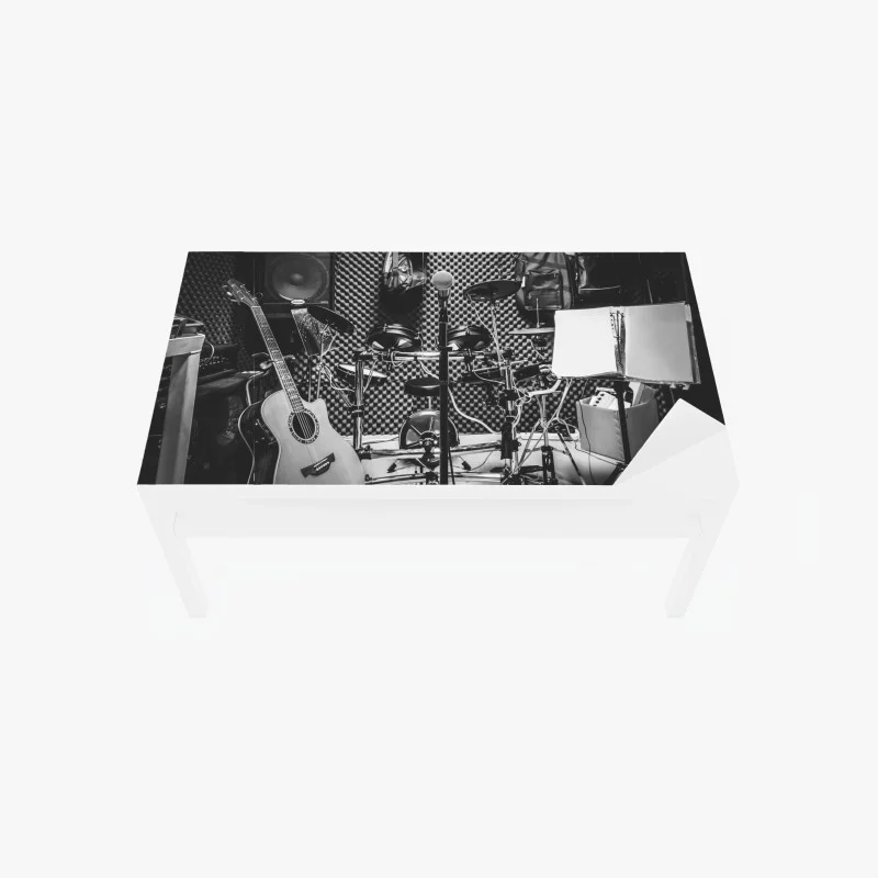 Adesivo per tavolo e scrivania atmosfera studio di registrazione in bianco e nero