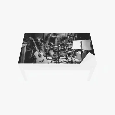 Adesivo per tavolo e scrivania atmosfera studio di registrazione in bianco e nero • Wallissimo®