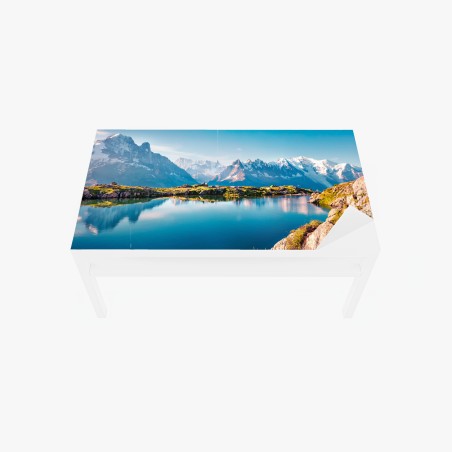 Adesivo per tavolo e scrivania riflessi alpini: Lac Blanc e Mont Blanc • Wallissimo®