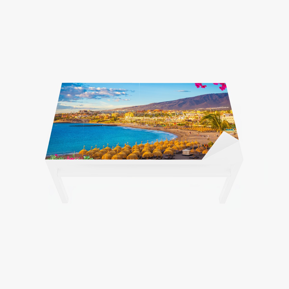 Adesivo per tavolo e scrivania tramonto sulla playa de Torviscas, Tenerife • Wallissimo®