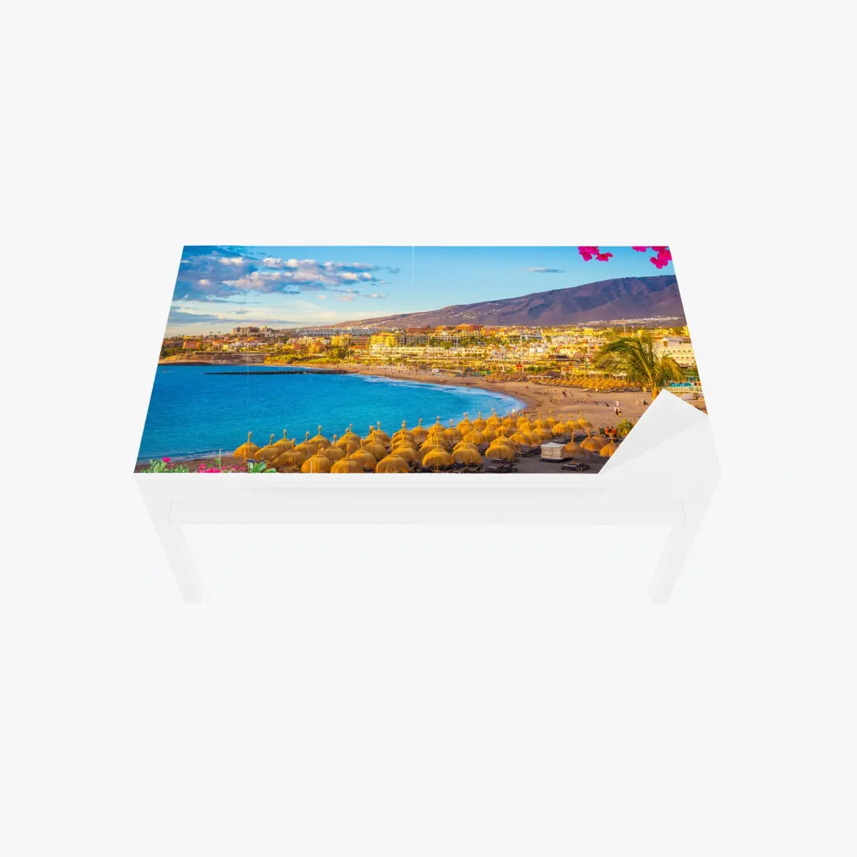 Adesivo per tavolo e scrivania tramonto sulla playa de Torviscas, Tenerife • Wallissimo®