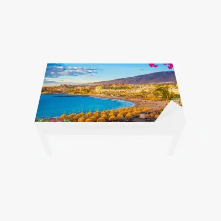 Adesivo per tavolo e scrivania tramonto sulla playa de Torviscas, Tenerife • Wallissimo®