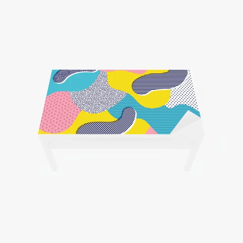 Adesivo per tavolo e scrivania composizione astratta stile memphis colorata