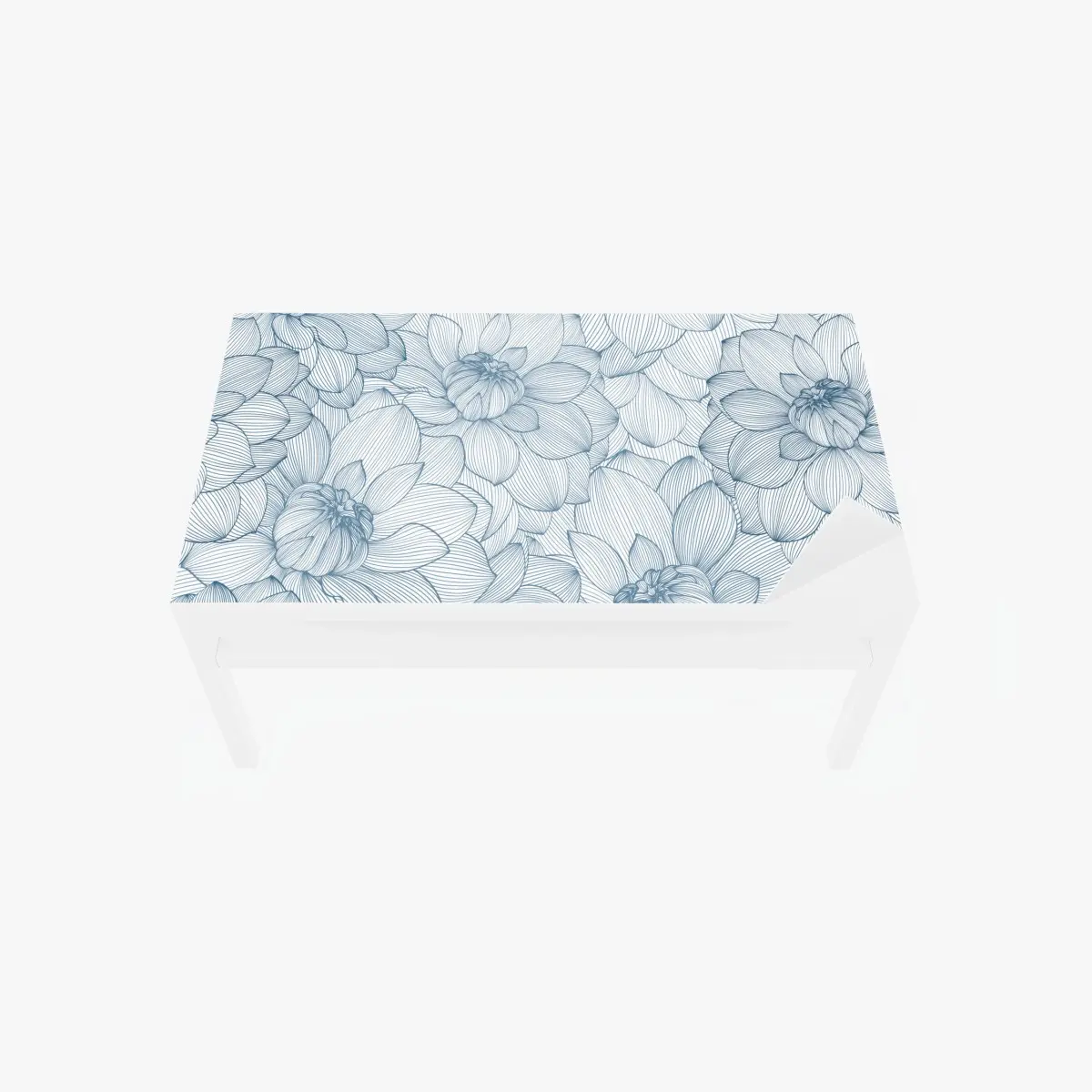 Adesivo per tavolo e scrivania motivo floreale lineare blu • Wallissimo®