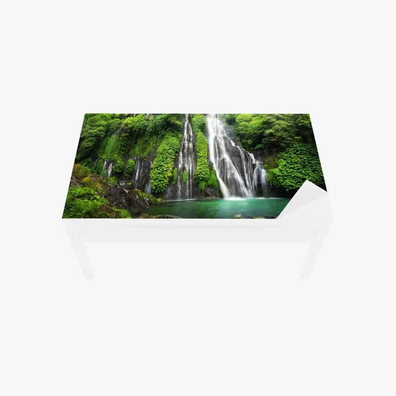 Adesivo per tavolo e scrivania cascata nella foresta verde
