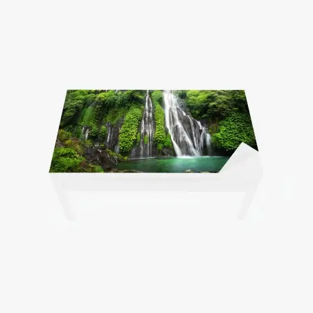 Adesivo per tavolo e scrivania cascata nella foresta verde • Wallissimo®