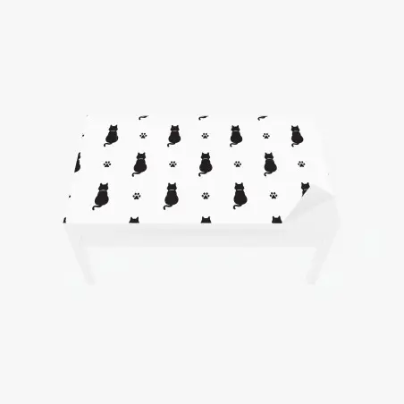 Adesivo per tavolo e scrivania motivo gatti minimal in bianco e nero • Wallissimo®