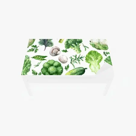Adesivo per tavolo e scrivania motivo botanico di verdure acquerellate • Wallissimo®