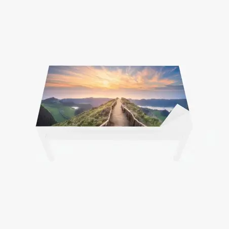 Adesivo per tavolo e scrivania sentiero verso l'orizzonte al tramonto • Wallissimo®