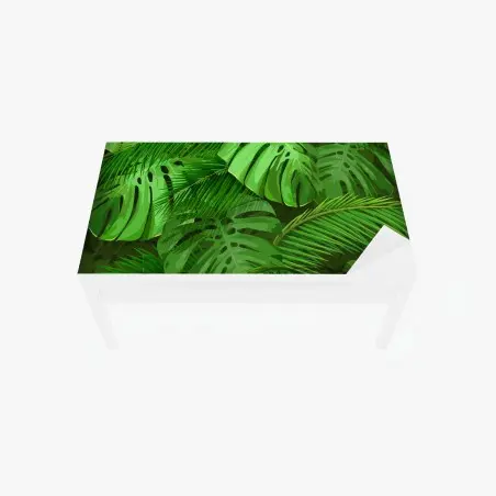 Adesivo per tavolo e scrivania motivo tropicale di foglie di monstera e palma • Wallissimo®