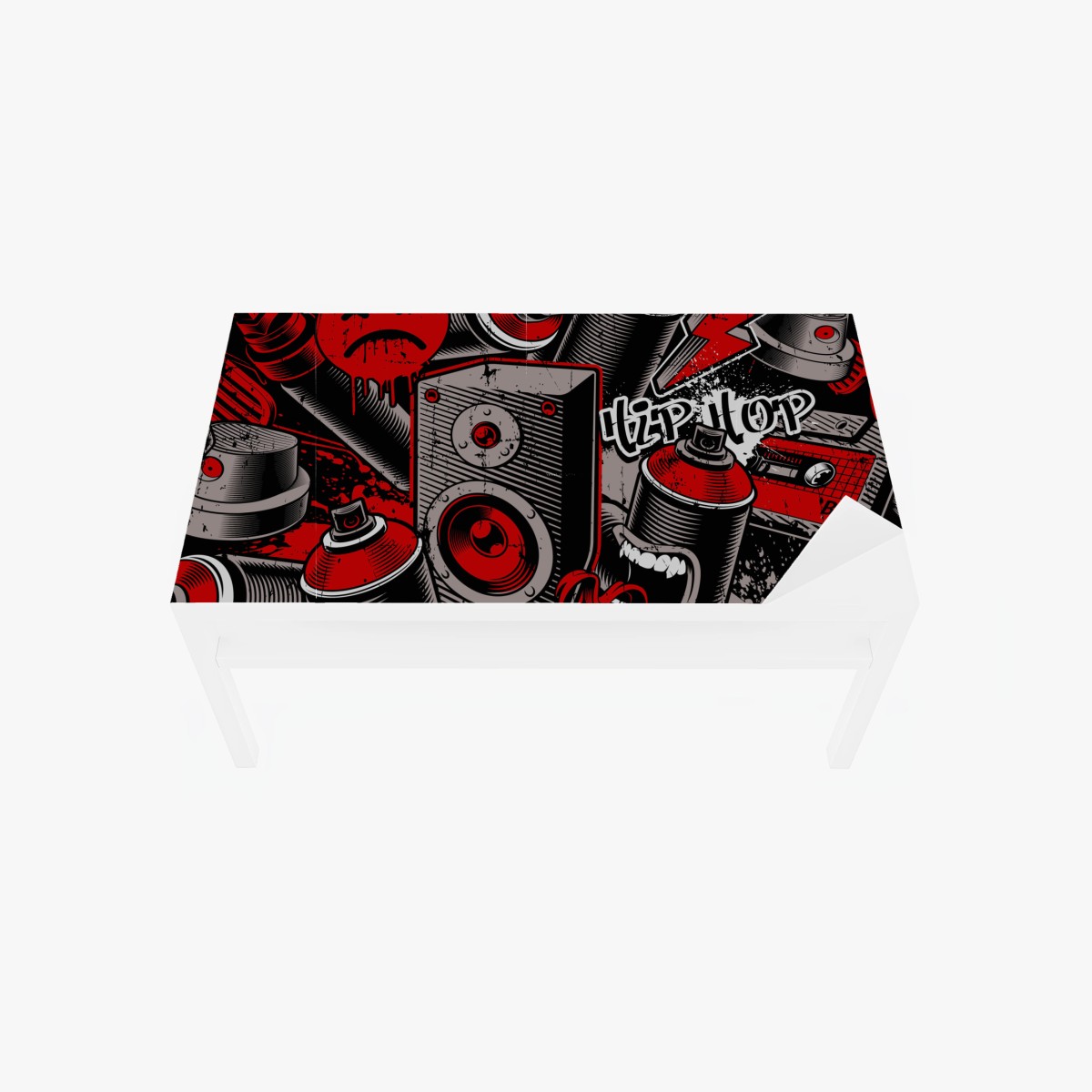 Adesivo per tavolo e scrivania murale urbano graffiti e hip hop in rosso e nero • Wallissimo®
