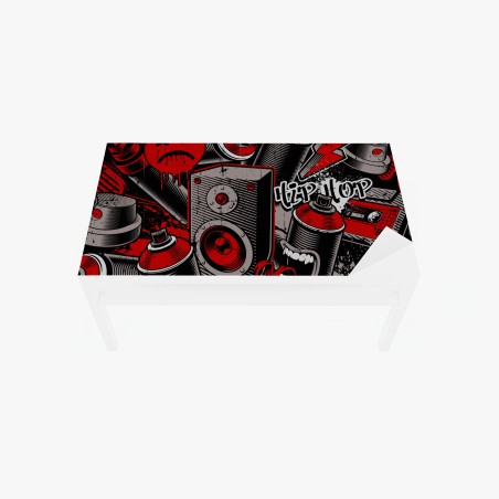 Adesivo per tavolo e scrivania murale urbano graffiti e hip hop in rosso e nero • Wallissimo®