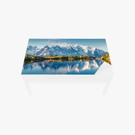 Adesivo per tavolo e scrivania riflessi sul Lac Blanc con Monte Bianco • Wallissimo®