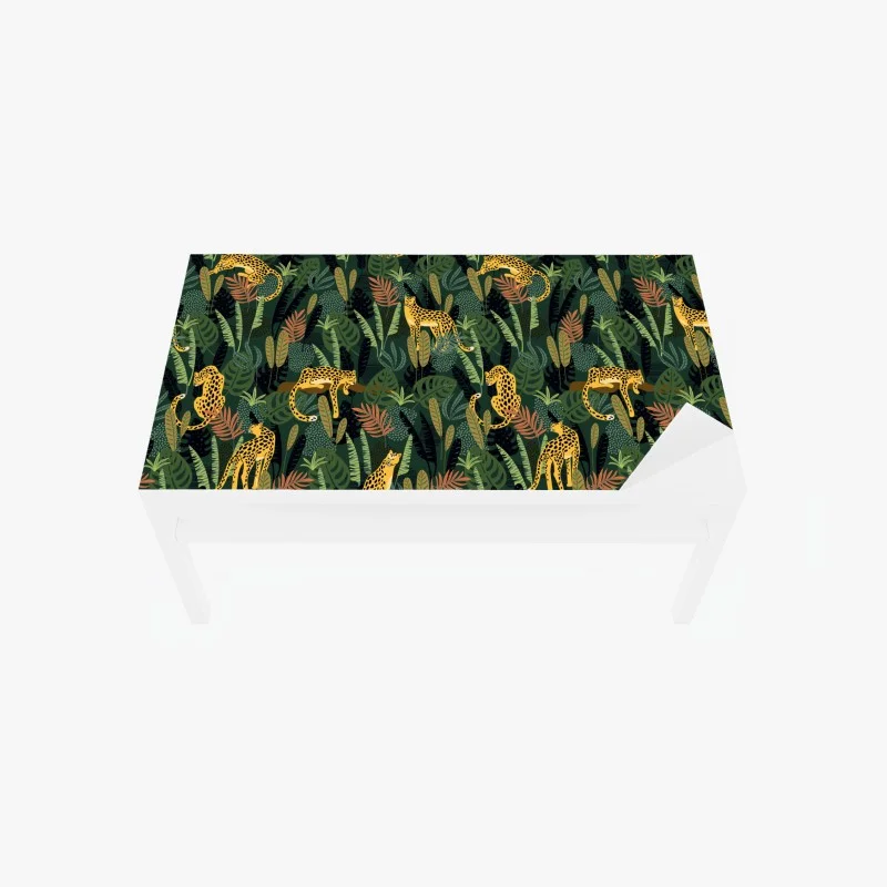 Adesivo per tavolo e scrivania motivo giungla con leopardi