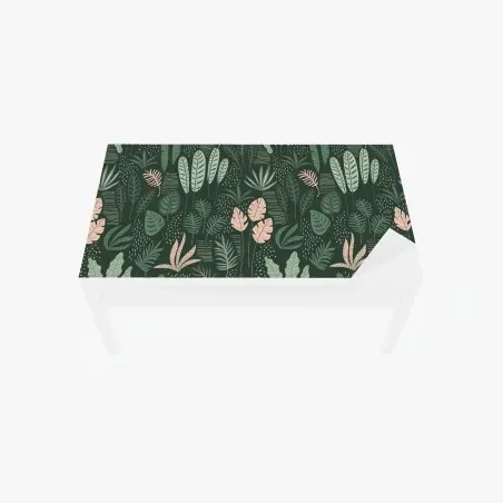 Adesivo per tavolo e scrivania giungla botanica in verde e rosa • Wallissimo®