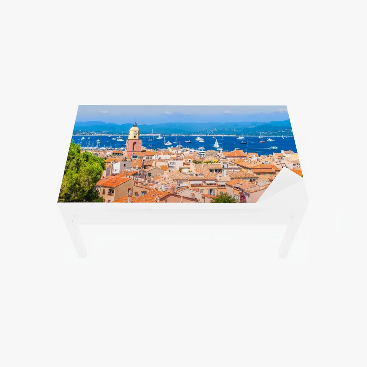 Adesivo per tavolo e scrivania panorama di Saint-Tropez sul Mediterraneo • Wallissimo®