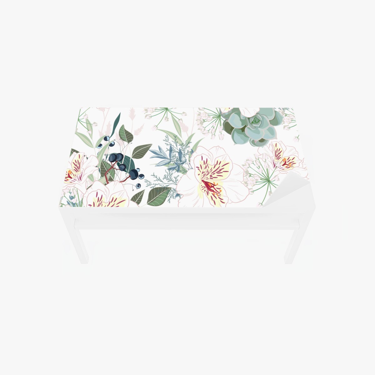 Adesivo per tavolo e scrivania design floreale botanico in toni pastello • Wallissimo®