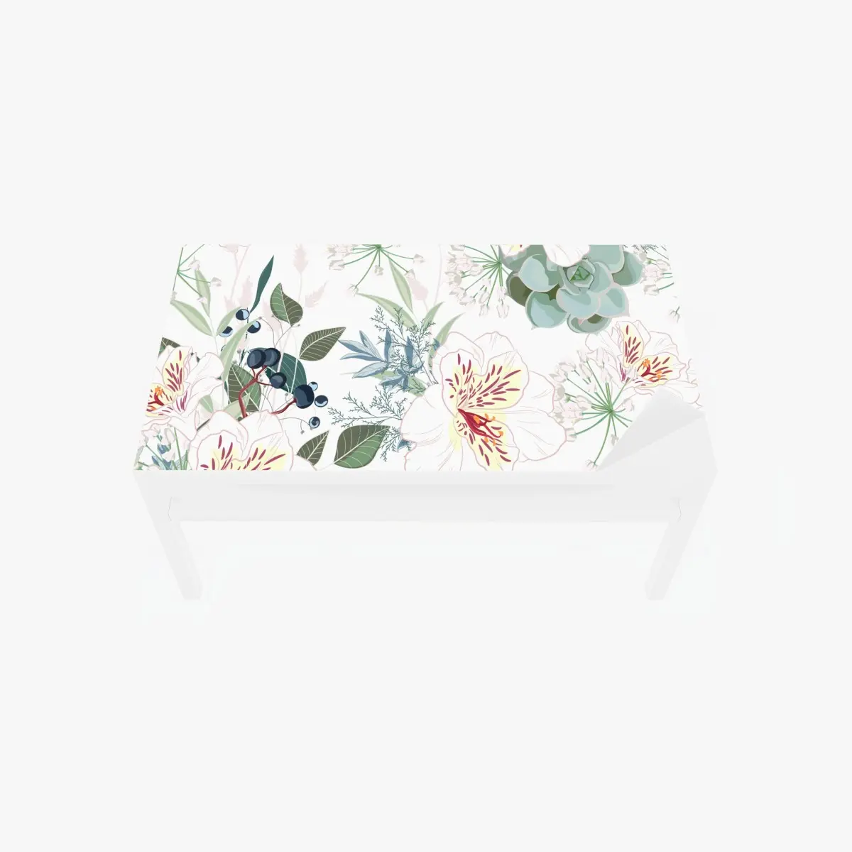 Adesivo per tavolo e scrivania design floreale botanico in toni pastello • Wallissimo®