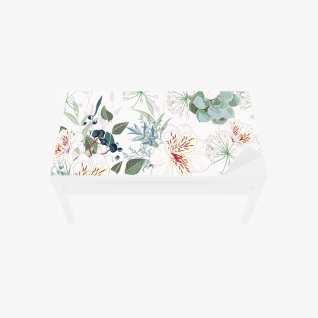Adesivo per tavolo e scrivania design floreale botanico in toni pastello • Wallissimo®