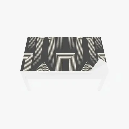 Adesivo per tavolo e scrivania motivo geometrico celtico in bianco e grigio • Wallissimo®