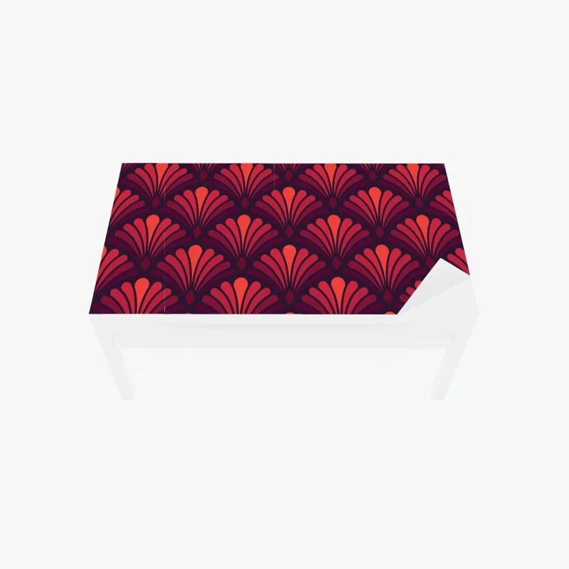 Adesivo per tavolo e scrivania motivo art déco rosso e prugna
