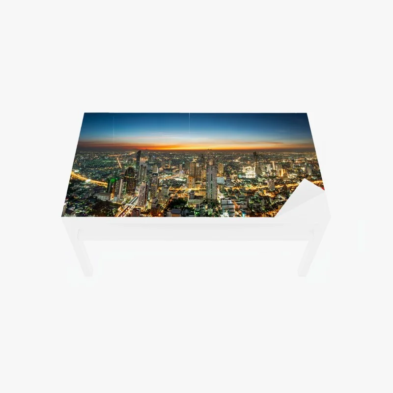 Adesivo per tavolo e scrivania panorama notturno sul fiume Chao Phraya a Bangkok