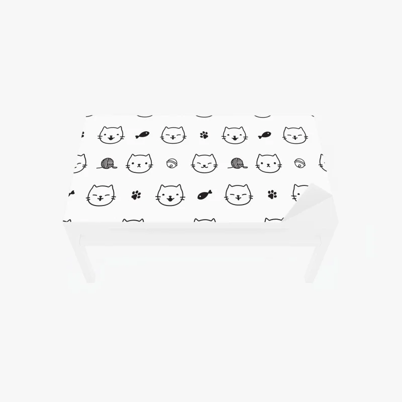 Adesivo per tavolo e scrivania pattern gatti giocosi in bianco e nero