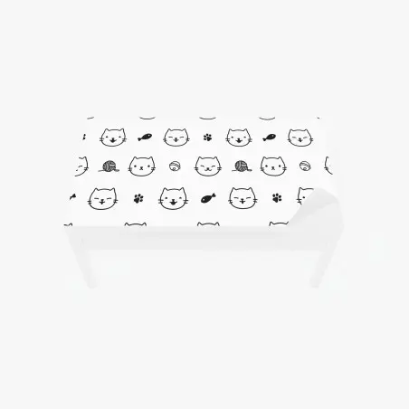 Adesivo per tavolo e scrivania pattern gatti giocosi in bianco e nero • Wallissimo®
