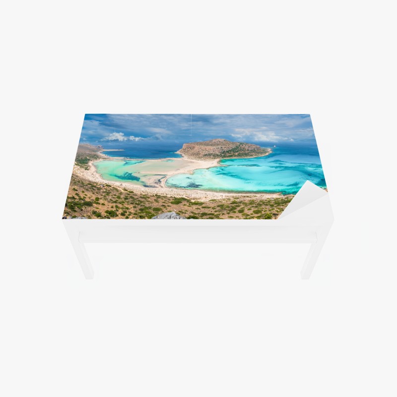Adesivo per tavolo e scrivania panorama incantevole della laguna di Balos e dell'isola di Gramvousa, Creta