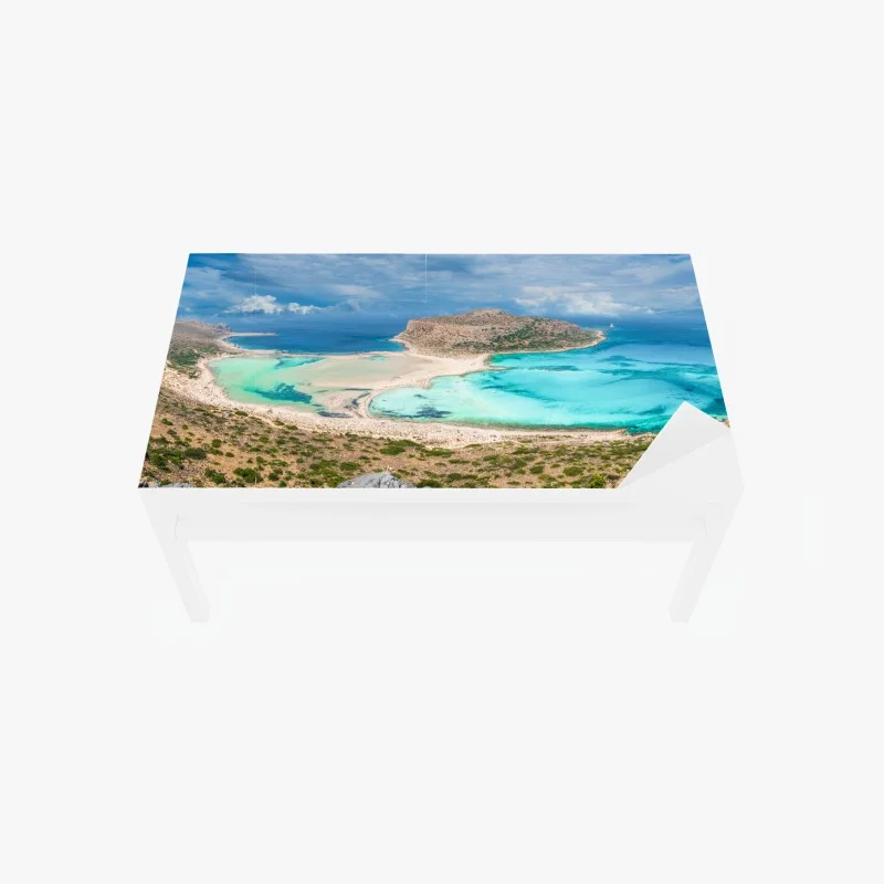 Adesivo per tavolo e scrivania panorama incantevole della laguna di Balos e dell'isola di Gramvousa, Creta
