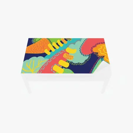 Adesivo per tavolo e scrivania esplosione astratta di colori e forme organiche • Wallissimo®