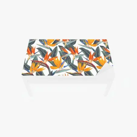Adesivo per tavolo e scrivania motivo tropicale con uccelli del paradiso • Wallissimo®