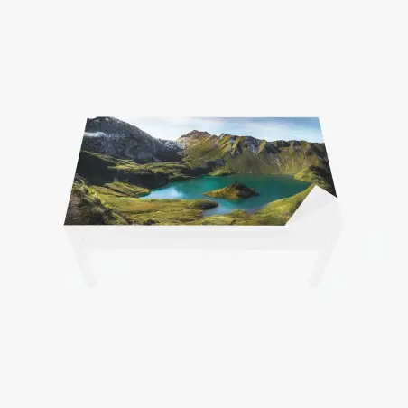 Adesivo per tavolo e scrivania panorama alpino sul Lago Schrecksee • Wallissimo®